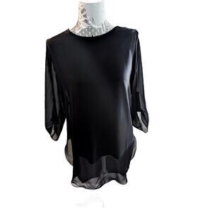 Vince Camato Butterfly Flutter Sleeve Shirt in Black Size Small